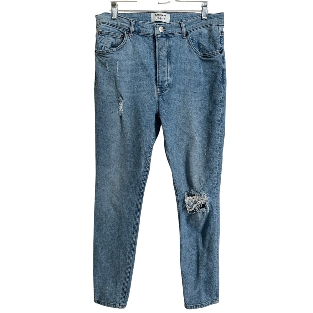 Reformation Jeans Light Wash Distressed‎ Straight Leg Denim Size 30 Montego